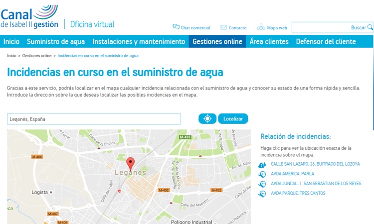Canal Isabel II Gestion web
