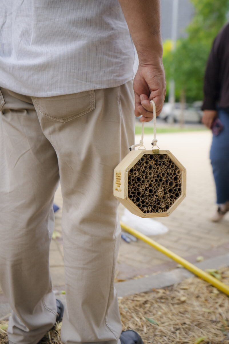 Instalación de hoteles de insectos en árboles de Leganés