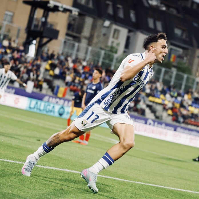 Naim García celebra su gol en Andorra. Foto: CD Leganés